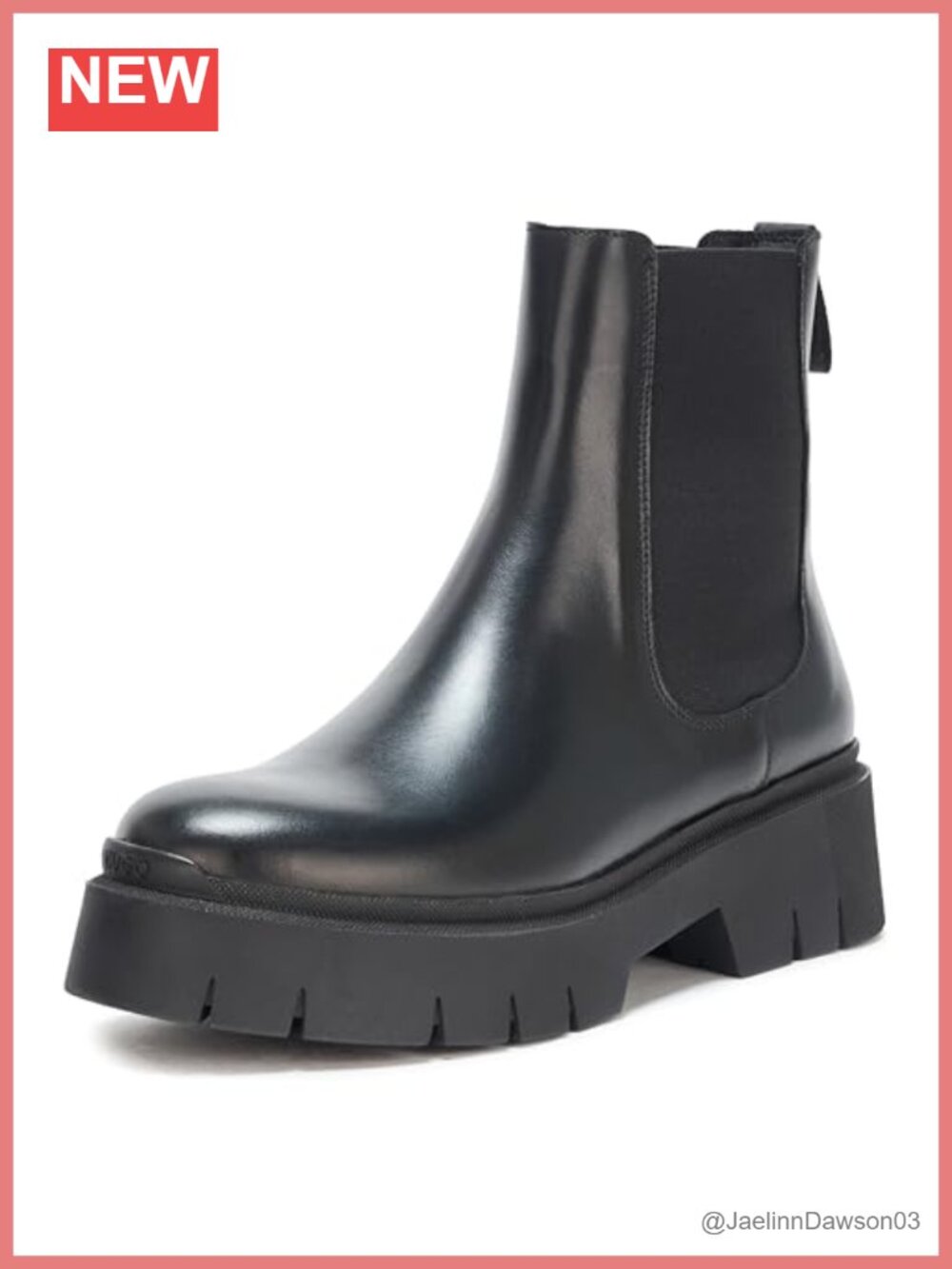 Leather Chelsea Boot Platform Round Toe Slip-On Ankle Boot